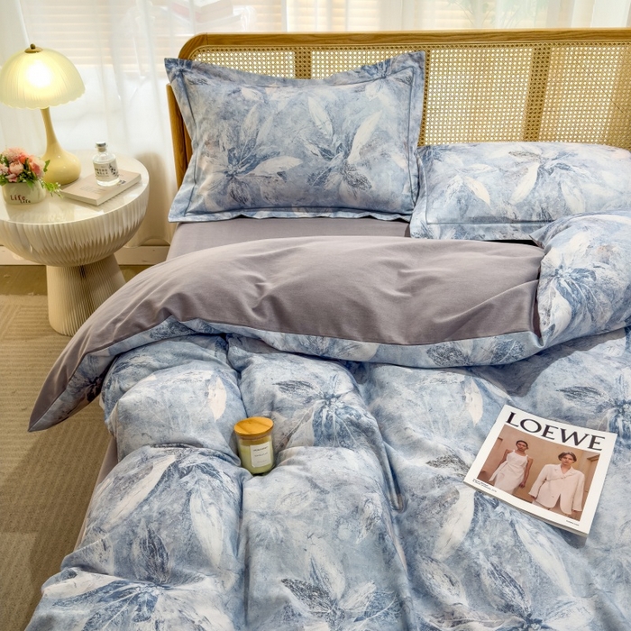 91家纺网 家纺一手货源 找家纺 鸿森林 2025新款全棉纯棉磨毛单品系列-四件套 沙慕-兰