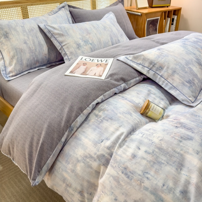 91家纺网 家纺一手货源 找家纺 鸿森林 2025新款全棉纯棉磨毛单品系列-单被套 曼城-蓝