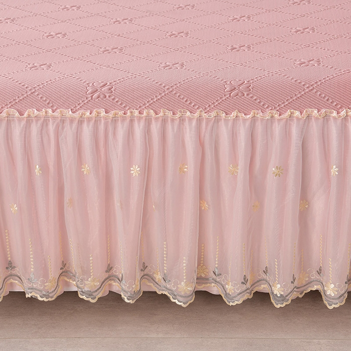 91家纺网 家纺一手货源 找家纺 （总）畅畅家纺 2025新款网红爆款夏季立体冰豆豆凉席床裙款三件套