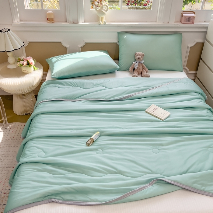 91家纺网 家纺一手货源 找家纺 （总）鸿森林 2025新款纯色凉感丝包边夏被空调被