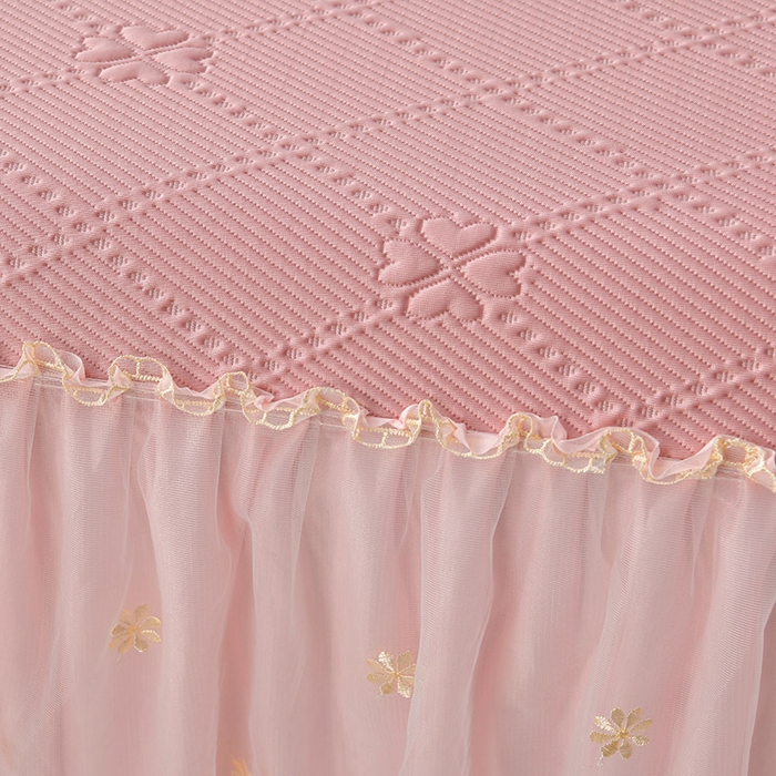 91家纺网 家纺一手货源 找家纺 畅畅家纺 2025新款网红爆款夏季立体冰豆豆凉席床裙款三件套 爱心-豆沙粉