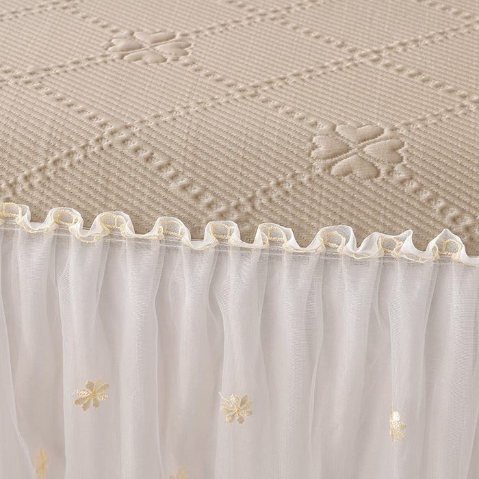 91家纺网 家纺一手货源 找家纺 畅畅家纺 2025新款网红爆款夏季立体冰豆豆凉席床裙款三件套 爱心-咖