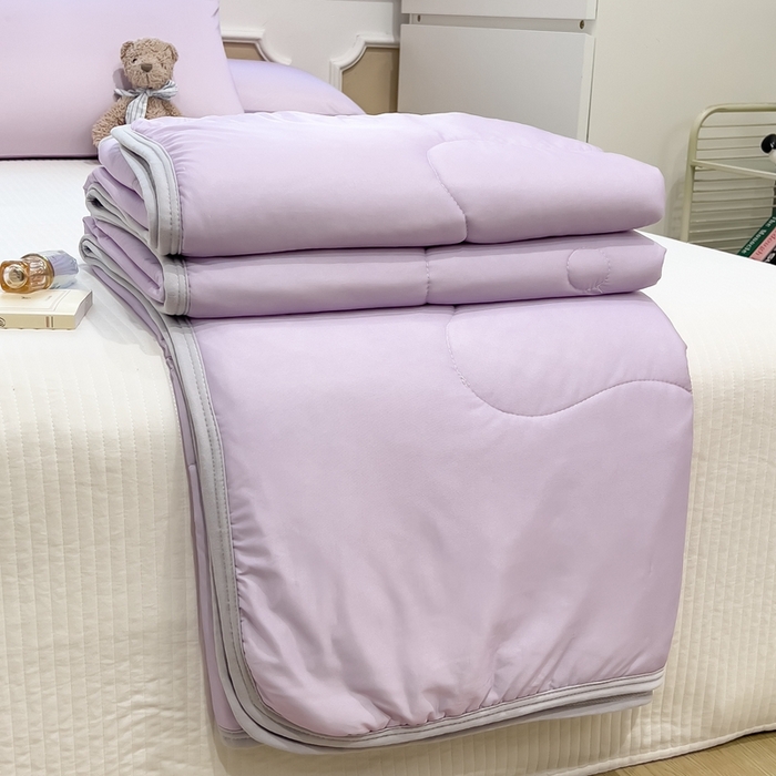 91家纺网 家纺一手货源 找家纺 鸿森林 2025新款纯色凉感丝包边夏被空调被 熏衣紫