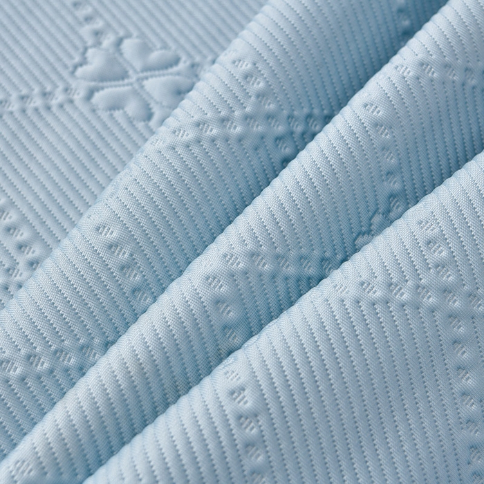 91家纺网 家纺一手货源 找家纺 畅畅家纺 2025新款网红爆款夏季立体冰豆豆凉席床裙款三件套 爱心-蓝