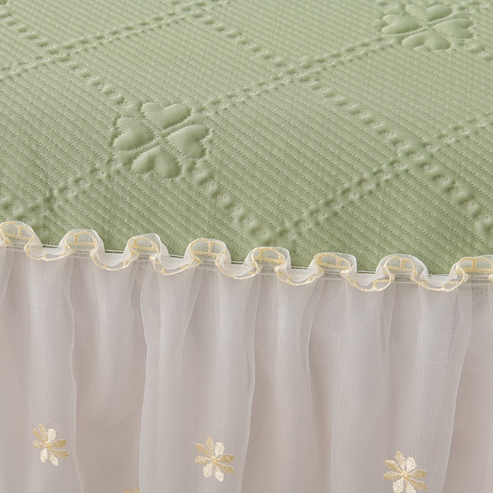 91家纺网 家纺一手货源 找家纺 畅畅家纺 2025新款网红爆款夏季立体冰豆豆凉席床裙款三件套 爱心-苹果绿