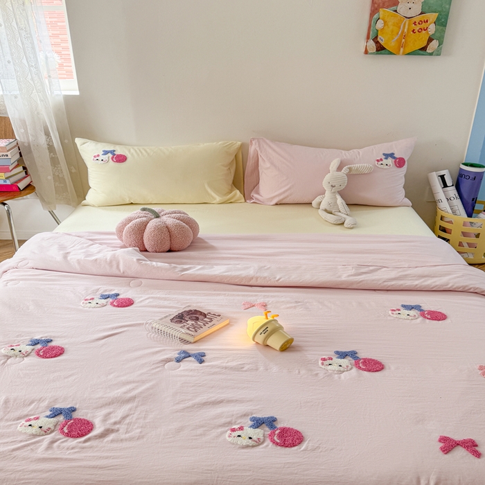 91家纺网 家纺一手货源 找家纺 （总）Sweet dreams甜梦 2025新款亲肤水洗棉毛巾刺绣夏被空调被夏凉被四件套