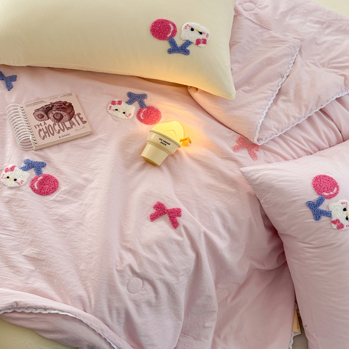 91家纺网 家纺一手货源 找家纺 （总）Sweet dreams甜梦 2025新款亲肤水洗棉毛巾刺绣夏被空调被夏凉被四件套