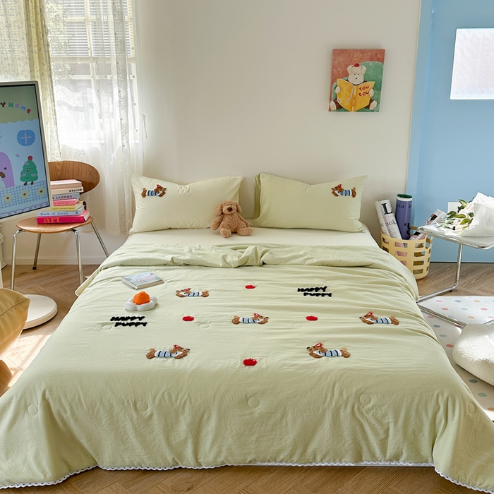 91家纺网 家纺一手货源 找家纺 （总）Sweet dreams甜梦 2025新款亲肤水洗棉毛巾刺绣夏被空调被夏凉被四件套