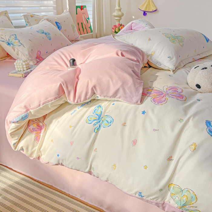 91家纺网 家纺一手货源 找家纺 （总）朵朵家纺 2025新款亲肤水洗棉芦荟棉印花四件套