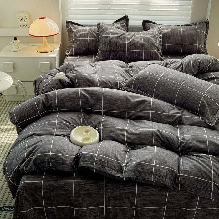 91家纺网 家纺一手货源 找家纺 朵朵家纺 2025新款亲肤水洗棉芦荟棉印花四件套 北欧风情