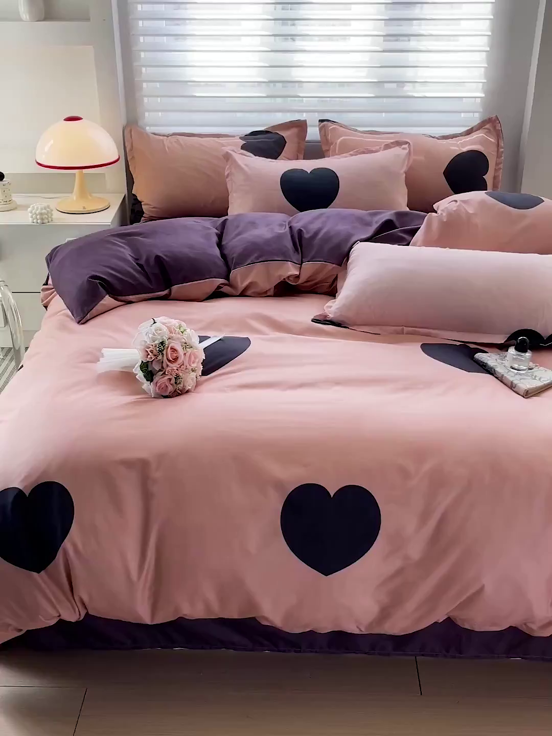 91家纺网 家纺一手货源 找家纺 朵朵家纺 2025新款亲肤水洗棉芦荟棉印花四件套 比心