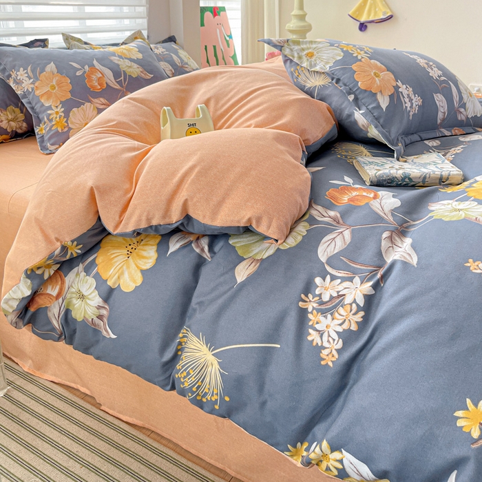 朵朵家纺 2025新款亲肤水洗棉芦荟棉印花四件套 初梦