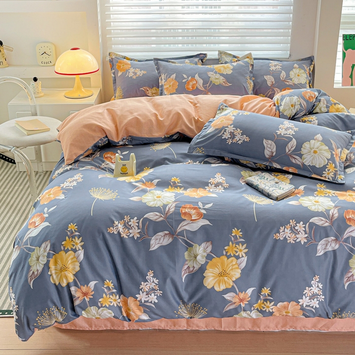 91家纺网 家纺一手货源 找家纺 朵朵家纺 2025新款亲肤水洗棉芦荟棉印花四件套 初梦