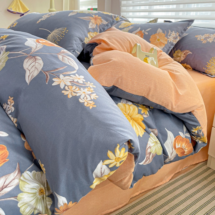 91家纺网 家纺一手货源 找家纺 朵朵家纺 2025新款亲肤水洗棉芦荟棉印花四件套 初梦