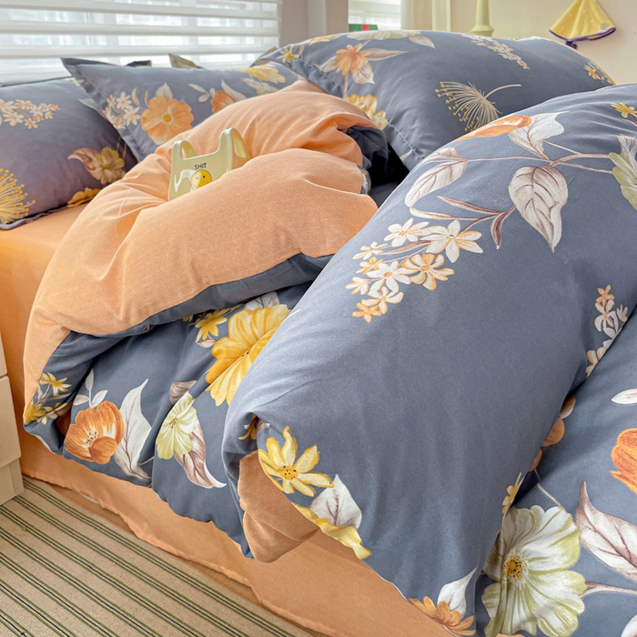 91家纺网 家纺一手货源 找家纺 朵朵家纺 2025新款亲肤水洗棉芦荟棉印花四件套 初梦