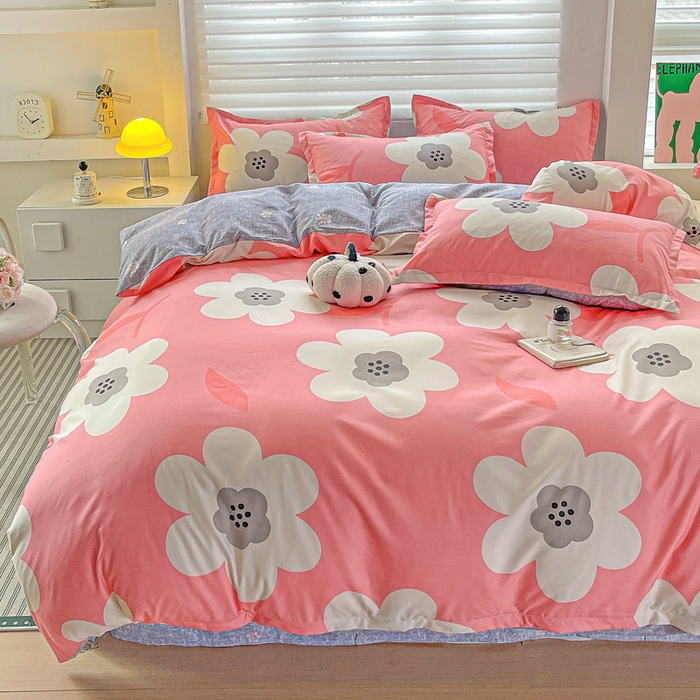 91家纺网 家纺一手货源 找家纺 朵朵家纺 2025新款亲肤水洗棉芦荟棉印花四件套 朵朵花开