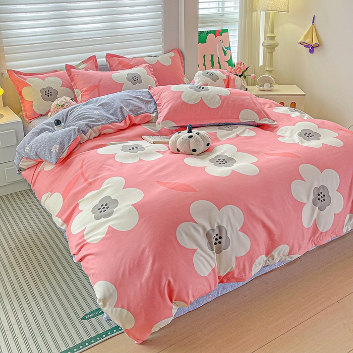 91家纺网 家纺一手货源 找家纺 朵朵家纺 2025新款亲肤水洗棉芦荟棉印花四件套 朵朵花开