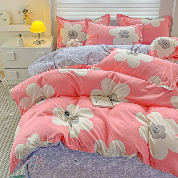 91家纺网 家纺一手货源 找家纺 朵朵家纺 2025新款亲肤水洗棉芦荟棉印花四件套 朵朵花开