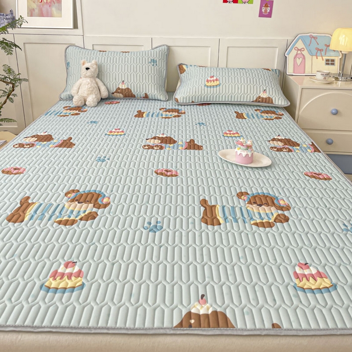 91家纺网 家纺一手货源 找家纺 沐慕 2025新款高克重小清新乳胶凉席-风格一 腊肠狗