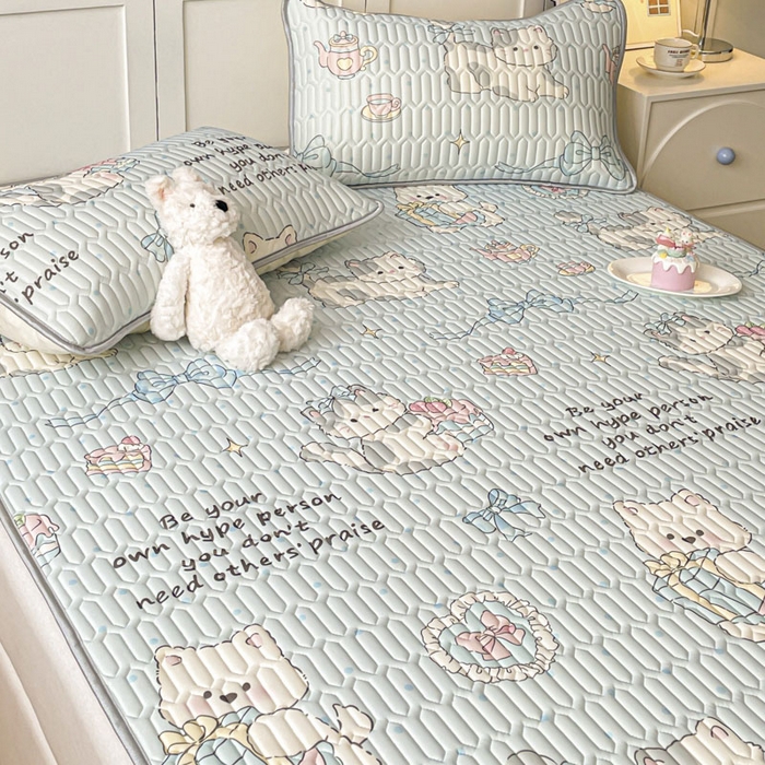 91家纺网 家纺一手货源 找家纺 沐慕 2025新款高克重小清新乳胶凉席-风格一 萌宠礼物