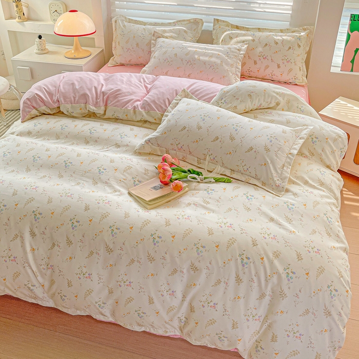 91家纺网 家纺一手货源 找家纺 朵朵家纺 2025新款亲肤水洗棉芦荟棉印花四件套 水墨花