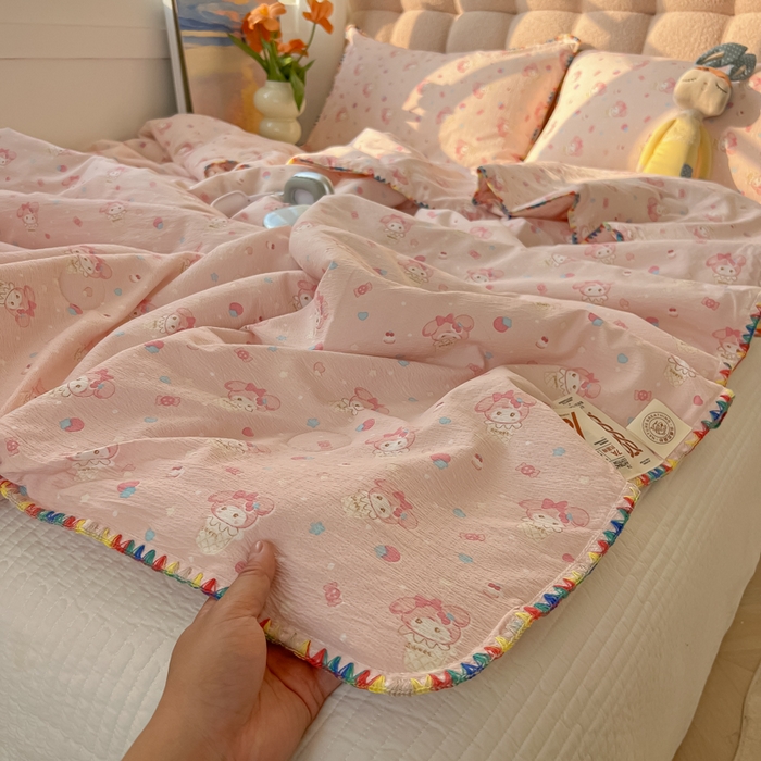 91家纺网 家纺一手货源 找家纺 （总）韩巢家纺 2025夏季新款A类云感双层纱花边款夏被夏凉被空调被薄被子