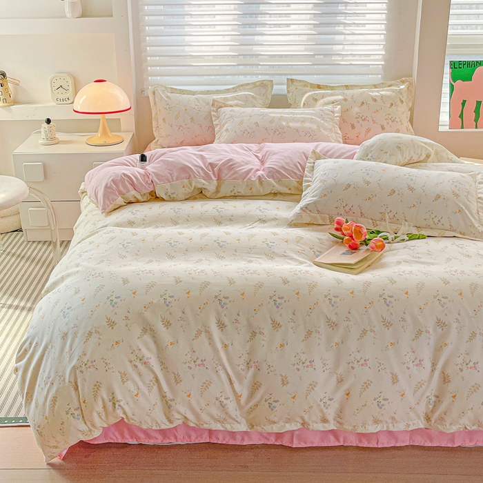 91家纺网 家纺一手货源 找家纺 朵朵家纺 2025新款亲肤水洗棉芦荟棉印花四件套 水墨花