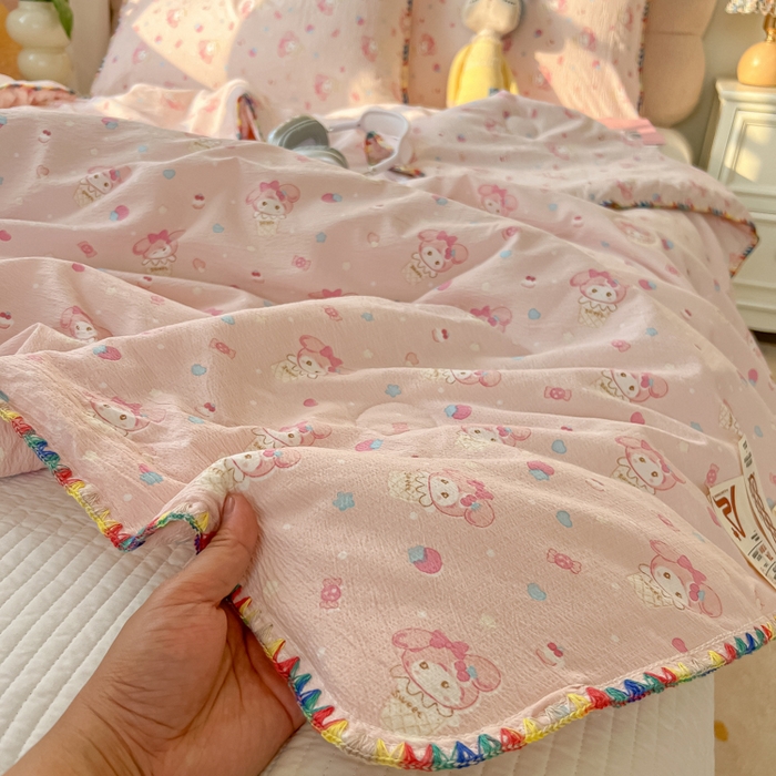 91家纺网 家纺一手货源 找家纺 （总）韩巢家纺 2025夏季新款A类云感双层纱花边款夏被夏凉被空调被薄被子