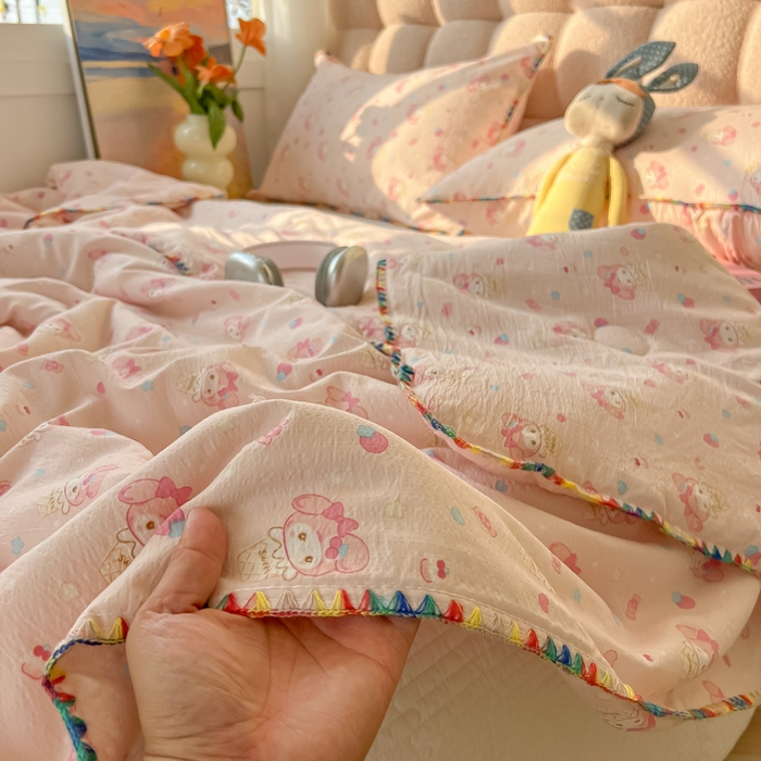 91家纺网 家纺一手货源 找家纺 （总）韩巢家纺 2025夏季新款A类云感双层纱花边款夏被夏凉被空调被薄被子