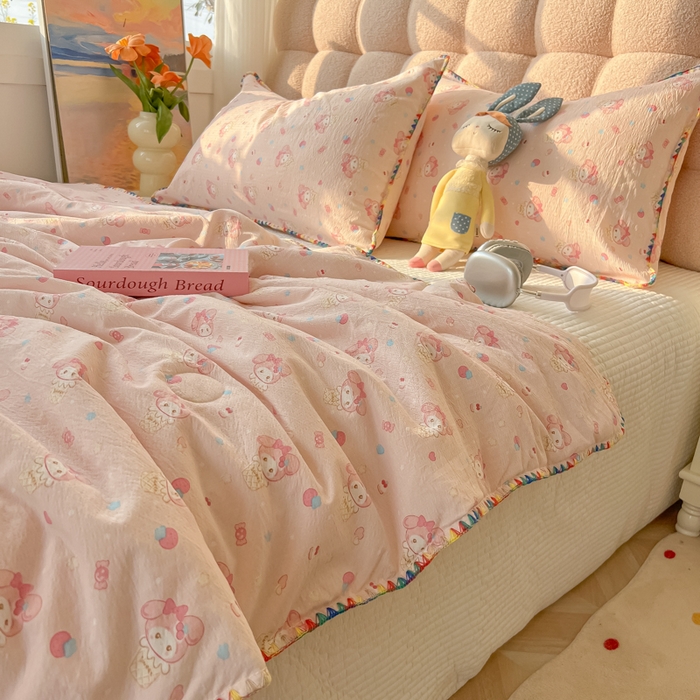 91家纺网 家纺一手货源 找家纺 （总）韩巢家纺 2025夏季新款A类云感双层纱花边款夏被夏凉被空调被薄被子