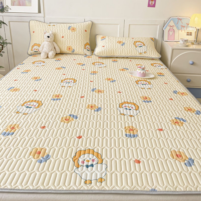 91家纺网 家纺一手货源 找家纺 沐慕 2025新款高克重小清新乳胶凉席-风格一 萌萌鸭