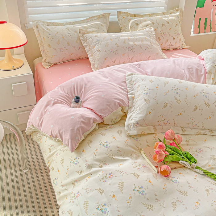 91家纺网 家纺一手货源 找家纺 朵朵家纺 2025新款亲肤水洗棉芦荟棉印花四件套 水墨花