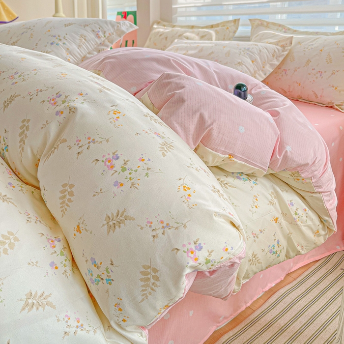 91家纺网 家纺一手货源 找家纺 朵朵家纺 2025新款亲肤水洗棉芦荟棉印花四件套 水墨花