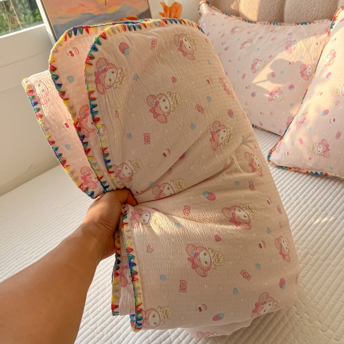 91家纺网 家纺一手货源 找家纺 （总）韩巢家纺 2025夏季新款A类云感双层纱花边款夏被夏凉被空调被薄被子