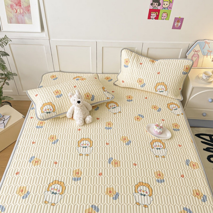 91家纺网 家纺一手货源 找家纺 沐慕 2025新款高克重小清新乳胶凉席-风格一 萌萌鸭