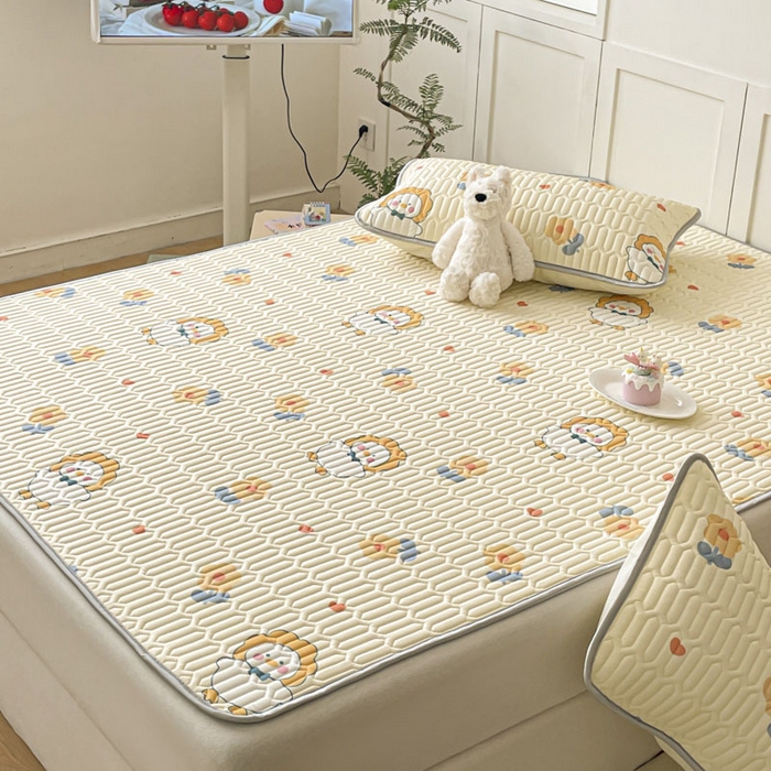 91家纺网 家纺一手货源 找家纺 沐慕 2025新款高克重小清新乳胶凉席-风格一 萌萌鸭