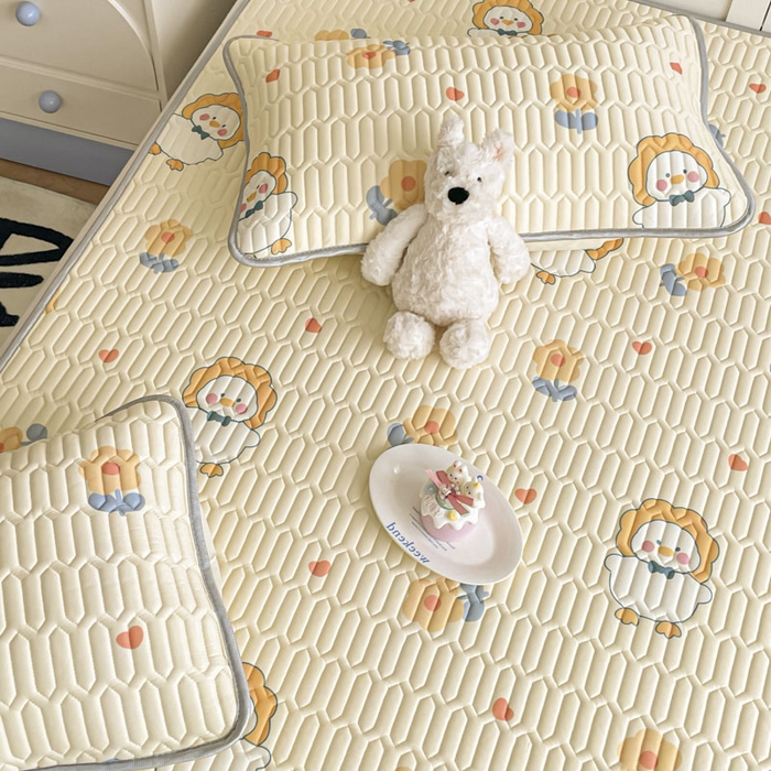 91家纺网 家纺一手货源 找家纺 沐慕 2025新款高克重小清新乳胶凉席-风格一 萌萌鸭