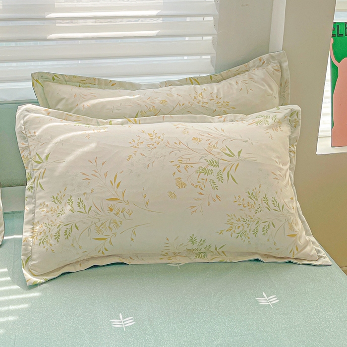 91家纺网 家纺一手货源 找家纺 朵朵家纺 2025新款亲肤水洗棉芦荟棉印花四件套 仙草