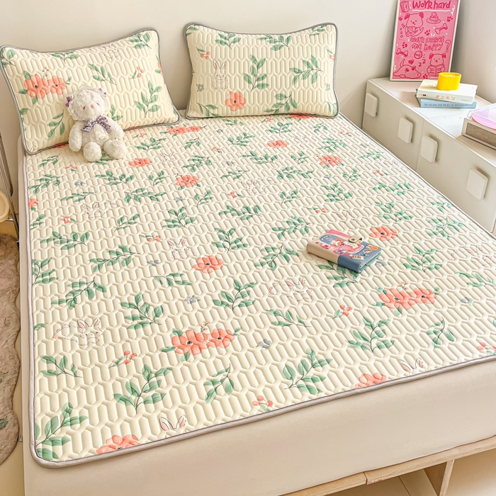 91家纺网 家纺一手货源 找家纺 沐慕 2025新款高克重小清新乳胶凉席-风格一 莫妮卡