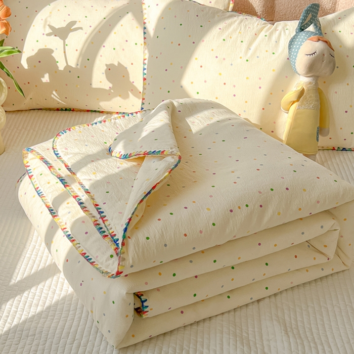 91家纺网 家纺一手货源 找家纺 （总）韩巢家纺 2025夏季新款A类云感双层纱花边款夏被夏凉被空调被薄被子