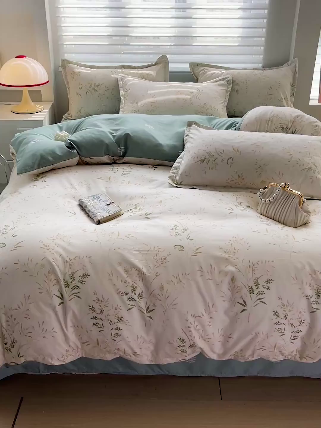 91家纺网 家纺一手货源 找家纺 朵朵家纺 2025新款亲肤水洗棉芦荟棉印花四件套 仙草