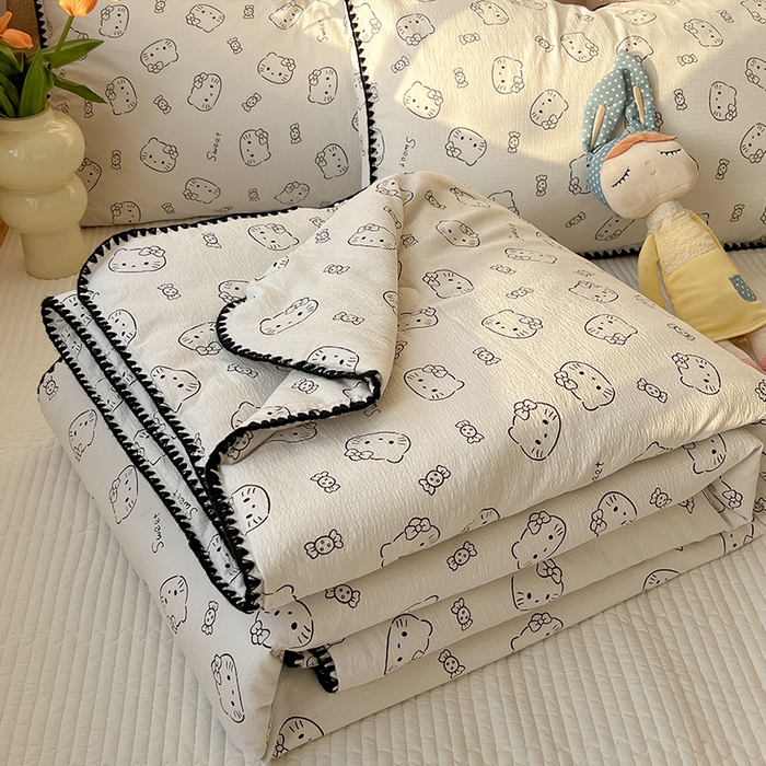 91家纺网 家纺一手货源 找家纺 （总）韩巢家纺 2025夏季新款A类云感双层纱花边款夏被夏凉被空调被薄被子