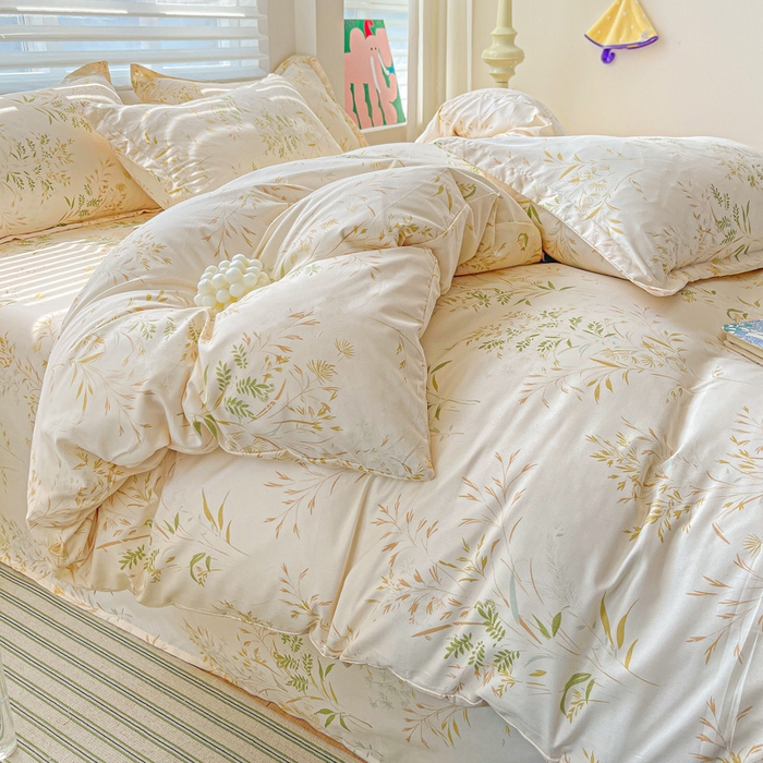 朵朵家纺 2025新款亲肤水洗棉芦荟棉印花四件套 仙草AA