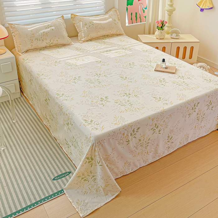 91家纺网 家纺一手货源 找家纺 朵朵家纺 2025新款亲肤水洗棉芦荟棉印花四件套 仙草AA