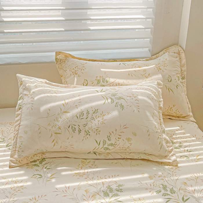 91家纺网 家纺一手货源 找家纺 朵朵家纺 2025新款亲肤水洗棉芦荟棉印花四件套 仙草AA