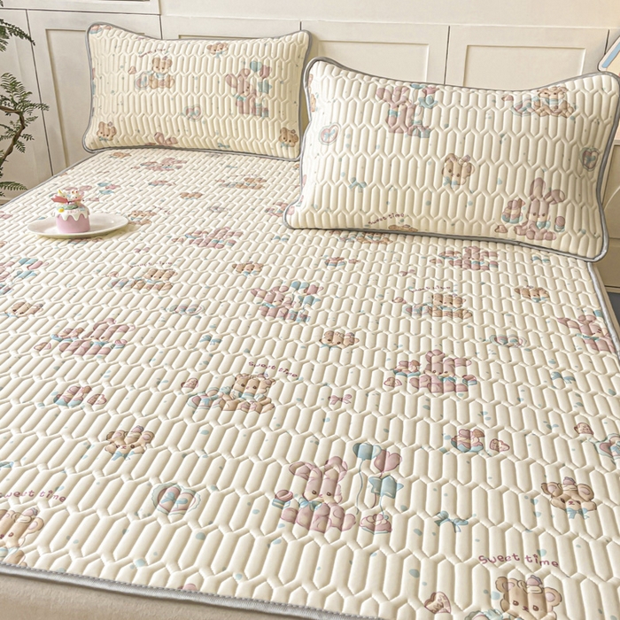 沐慕 2025新款高克重小清新乳胶凉席-风格一 气球兔兔