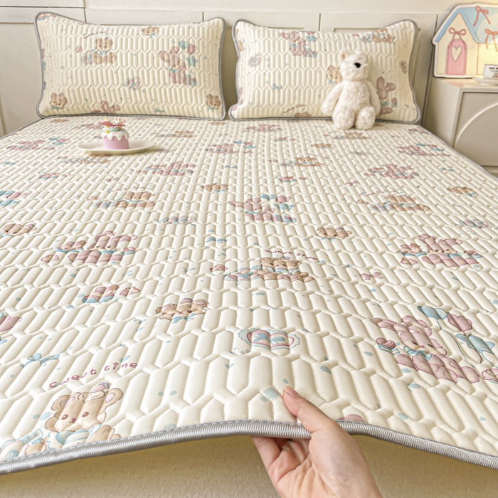 91家纺网 家纺一手货源 找家纺 沐慕 2025新款高克重小清新乳胶凉席-风格一 气球兔兔