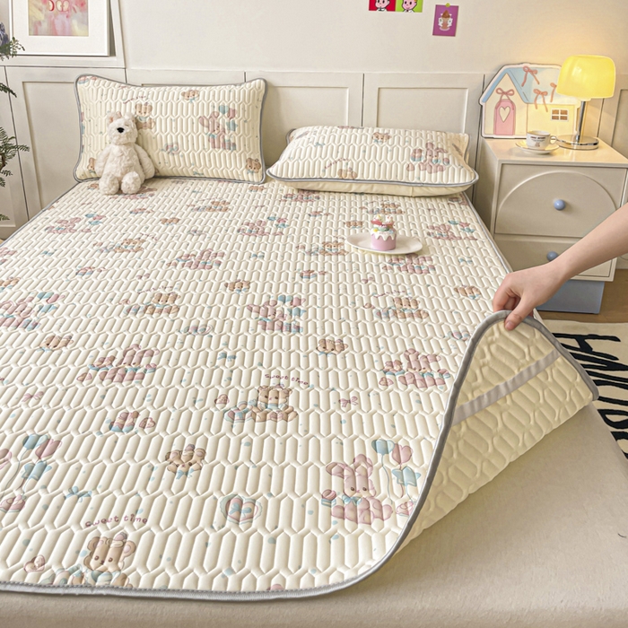 91家纺网 家纺一手货源 找家纺 沐慕 2025新款高克重小清新乳胶凉席-风格一 气球兔兔