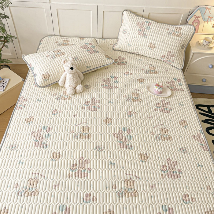 91家纺网 家纺一手货源 找家纺 沐慕 2025新款高克重小清新乳胶凉席-风格一 气球兔兔