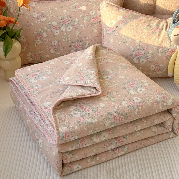 韩巢家纺 2025夏季新款A类云感双层纱花边款夏被夏凉被空调被薄被子 贝壳边-爱如星辰